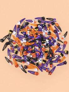 10pcs/20pcs Random Color Cartoon Resin Hair Clips Set, Halloween Girls Bangs Clips, Side Clips, BB Clips - Multicolor - View 4