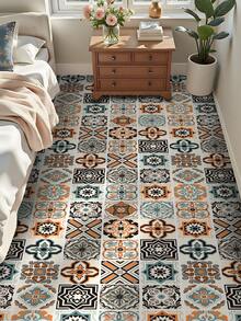 1 Roll European Style Self-Adhesive Floor Tile, Ceramic Tile Design, Waterproof Peel And Stick Square Floor Stickers For Decoration In Living Room, Kitchen, Bathroom, Bedroom, 15.76/11.84 Inch Width Options, Stickers, Wall Decal, Vinyl Decal For Home Decorations, Spring Decoration Items Refresh Your Home, Rama Decoration Stickers Gifts Birthday Graduation Floor Tiles Flooring Floor Tiles Self Adhesive Floor Tiles Peel Stick Living Room Decor Room Decor - Multicolor - View 16