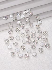 14毫米圆形向日葵形珍珠，手工玻璃水晶缝纫珠，手工水晶水钻装饰珠，扁平银爪底座带孔宝石DIY配件，缝纫宝石水钻，用于装饰衣服、连衣裙、包包、鞋子、胸针、耳环、手工艺品 - 珍珠白 - 查看 2