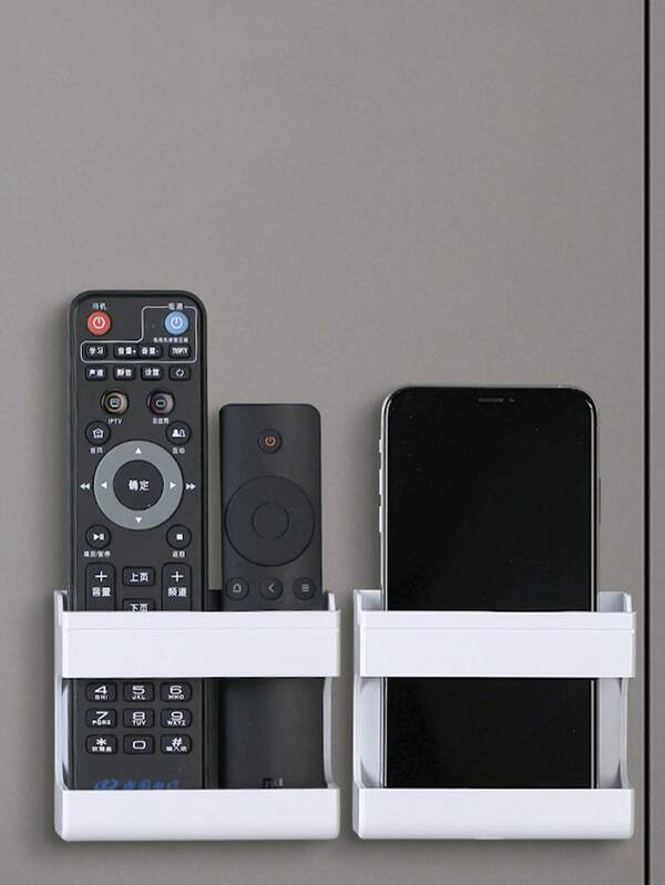 Wandmontierter Klebstoff Handy Ladehalter, Fernbedienungsaufbewahrungsbox, horizontaler Handyständer, Multifunktions-Organizer-Box, rutschfestes Nachttisch-Aufbewahrungsregal, geeignet für Handys und Fernbedienungen, platzsparende Nachttisch-Aufbewahrungsbox, mit starkem Klebstoff, robuster Kunststoff-Mehrzweck-Aufbewahrungsregal, geeignet für Zuhause, Büro, Auto, minimalistisches Aussehen, einfache Installation, praktisches Aufbewahrungsregal, Weihnachts-/Halloween-Geschenk für Frauen