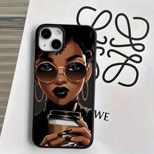 Phone 1PC Elegantes fundas negras para teléfono con diseño de gafas, con orificios grandes y efectos de imitación, compatibles con los modelos 16 Pro, 16, 15 Pro, 14, 14 Plus, 14 Pro, 13, 13 Pro, 12 Pro y 11/11 Pro. Presenta Cumpleaños Y Celebraciones. - Blanco - Ver 5