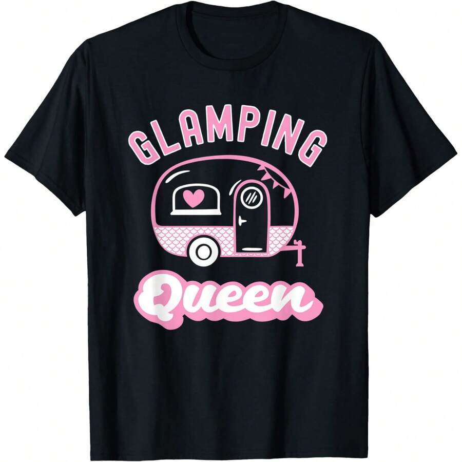 Funny Glamping Queen Camper T-Shirt - màu đen - Xem 1