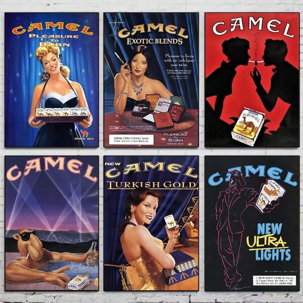 1pc/3PCS Wall Art Poster Optional Frame Vintage Camel Cigarette Poster HD Art Canvas Wall Art Waterproof Home Living Room Bedroom Bar Aesthetic Decoration