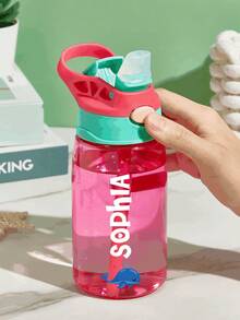 16oz/480ml Personalized Name Water Bottle For Kids, Stainless Steel 12oz/350ml Leakproof Bottle, Unicorn Space Themes, Straw Cap & Name Band Included, Back To School - Style 1 - View 10