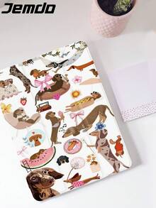 1 件可爱小狗图案平板电脑保护壳，兼容 iPad 10.2、iPad Pro 2021/2020、iPad 9/10 代、Galaxy Tab A8 10.5 英寸 2022、Matepad 10.4 英寸/Tab，防摔，带铅笔槽，支持睡眠/唤醒 - 彩色 - 查看 3