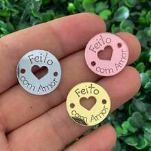 Acrylic Tags 1.5cm Written: Made With Love And Hollow Heart With 25 Units - Gold - View 2
