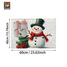 1 pièce Tapis de porte anti-dérapant avec motif bonhomme de neige de Noël, tapis de porte en fibre super anti-dérapant, convient pour la décoration de fête de Noël, la cuisine, la salle de bain, la salle à manger, la chambre à coucher, peut être offert en cadeau de Noël