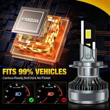 TOAUTO 2 件超亮 LED 汽车前灯和雾灯，35000lm，200W，高强度 6500K 白光，耐用铝制结构，自动四铜管涡轮汽车前灯，兼容 H11 H4 H7 H1 9005 9006 - 白色 - 查看 4