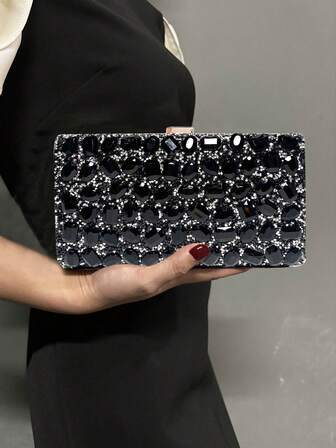 Luxury Rhinestone Bling Banquet Handbag Women's Cheongsam Bag Elegant Exquisite Diamond-Encrusted Purse Clutch Bag, Crossbody Bags For Women, Perfect For Party, Wedding, Prom, Dinner/Banquet