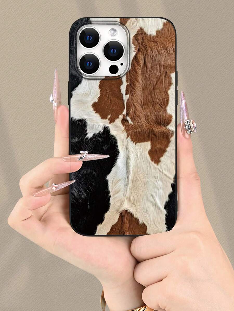 1 Stück Kuhflecken Muster klassische Herren Krawatte, geeignet als Geburtstags-, Feiertags-Geschenk für Freunde, Familie, Paar, sich selbst, schwarze matte weiche Schutzhülle kompatibel mit iPhone 17/16/15/14/13/12/11/Pro/ProMax/X/XR/XS/XSMAX/7/8/PLUS - Schwarz - Übersicht 1