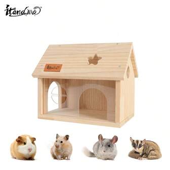 ITANDME Escondite de madera para cobayas, cama para cobayas, cama para chinchillas, escondite para chinchillas, transpirable, fácil de observar, cama para mascotas pequeñas, escondite para animales pequeños adecuado para hámsters, sugar gliders, erizos y otras mascotas pequeñas