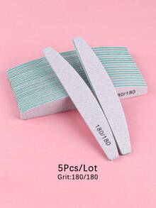 5pcs/10pcs Professional Nail Files, New Colorful Crescent Nail Files, Reusable Double-Sided Sandpaper Boards, 80/100/150/180/240 Grit Durable Zebra Nail Files, Suitable For Natural Nails/Acrylic Nails/Foot Care - Light Grey - View 10