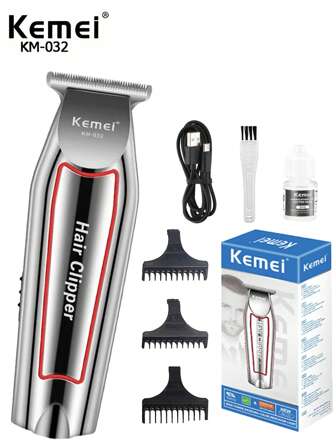 Kemei KM-032 Professionellt elektriskt hårklippningsset, levereras med tillbehör, USB-laddningsbar klippare, rakapparat för män, hårtrimmer, multifunktionellt hår- och skäggborttagningsverktyg | Lämplig för hemresor och frisörsalong