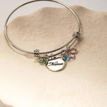 Grandma Birthstone Bangle Bracelet, Children Birthstone Gift For Mom, Personalized Birthstone Jewelry For Her, Birthday Gift For Grandma - Multicolor - View 8