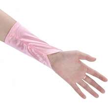 Lace Floral Gloves Fingerless Bridal With Sequin Women Satin Handwear For Wedding Prom Party Vintage Elegant Banquet Performance Ball Mittens Youth Stretchy Short Costume Arm Sleeve, Pink - Hồng - Xem 5