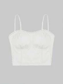Conjunto 2 piezas elegante unicolor para mujer de tela fresca y detalle tipo bordado de moda - Blanco - Ver 5