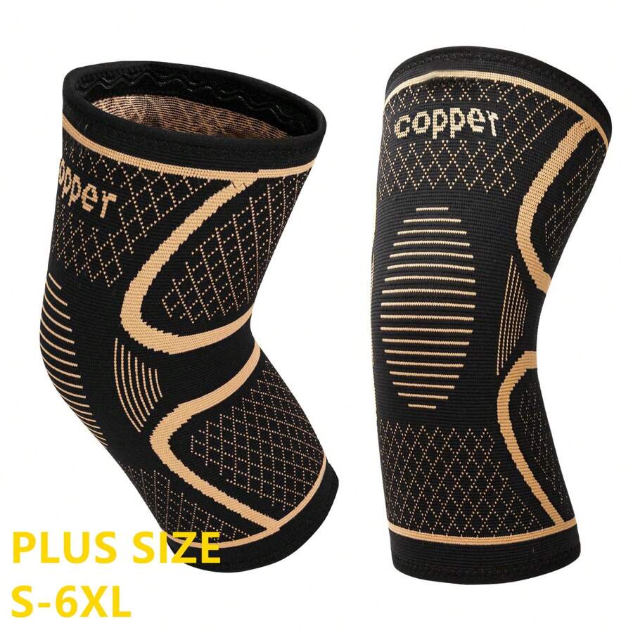 2pcs (S-6XL) Plus Size Copper Infused Knee Pads, Suitable For Running, Weightlifting And Other Daily Training Activities. Copper Infusion Provides Better Knee Support.