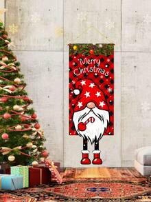 1pc Christmas Theme Decoration Hanging Banner, Cute Christmas Gnome Doll Pattern Party Decorative Hanging Flags, Christmas Home Decoration, Christmas Welcome Decorative Hanging Banner, Christmas Living Room, Bedroom, Dining Room, And Kitchen Hanging Decorations, Christmas Outdoor Courtyard Garden Decorative Hanging Flags,