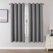 1 件/2 件仿亚麻遮光窗帘，多种尺寸可选，适用于卧室、客厅、家庭影院、餐厅，带拉绳窗帘布，深灰色