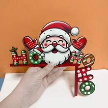1pc Christmas Gingerbread Man & Santa Claus Door Hanger Decor, Wooden Christmas Door Frame Decoration, Holiday Party Supplies, Indoor/Outdoor Holiday Wall Decor, Suitable For Living Room, Bedroom, Office - Multicolor - View 12