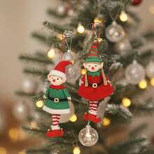 1 pièce/2 pièces Décoration de Noël Couple de Personnages Dessin Animé Sangle de Taille Poupée Elfe Pendentif, Ornement Suspendu pour Sapin de Noël, Accessoire Thématique pour Événement de Fête - Multicolore - Voir 6