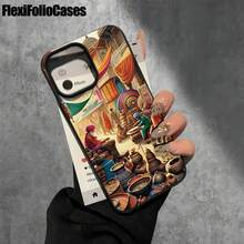 Funda protectora para phone con orificios grandes, diseño de imitación de pintura de discos de colores, compatible con phone 16 Pro Max, 16, 15 Pro, 14, 14 Plus/14 Pro Max, 13, 13 Pro, 12 Pro y 11/11 Pro. Regalos para cumpleaños y festividades - Negro - Ver 6