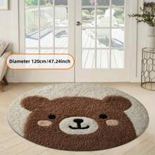1 Stück süßer Bären Muster runder Teppich, aus weichem Mikrofaser, perfekt für Schlafzimmer oder Wohnzimmer, weich, rutschfest, dick und leicht zu reinigen, für Eingangsbereich, Wohnzimmer, Büro, Schlafzimmer, Arbeitszimmer, Innenraum Teppich, Zimmer Teppich, Wohnzimmer Bereich Teppich, Schlafzimmer Teppich, Bettteppich, Schlafzimmer Dekoration, Haus Dekoration, Wohnzimmer Dekoration