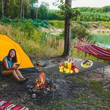 Mesa Plegable Camping, 95 * 55cm Plegable Playa De Portátil, Mesa De Camping Plegable Pequeña Adecuado para Exteriores, Playa, Picnic, Barbacoa, Pesca - 95 * 55 cm - Ver 4