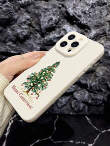 1 件白色圣诞树英文文字个性化 TPU 防震手机壳适用于 Apple 16、15、14、13、12、11 Pro Max - 白色 - 查看 3