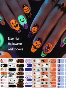 1/8 Peças Adesivos de Unhas, Novos e Mais Vendidos, Halloween INS Brilham no Escuro, Fantasma Fofo, Abóbora, Caveira, Estrela, Lua, Aranha, Morcego, Coração, Teia de Aranha, Gato, Decalques de Unhas, Acessórios de Arte de Unhas, Vários Estilos para Escolher, Crie Uso Diário da Moda, Design de Arte de Unhas DIY, Interessante, Minimalista e Multifuncional Ferramentas de Manicure para Amantes da Moda, Adequado como Presente para Família, Namorada, Melhores Amigas, Acompanha Lixa de Unhas