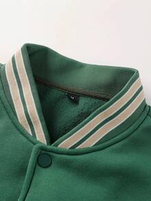 Men's Autumn/Winter New Letter Embroidered Baseball Long Sleeve Jacket Coat - Green - View 3