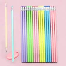 Macaron HB Pencils, Candy Color Pencils With Erasers For Primary School Students, Bright Shaft Linden Wood Plain Color Wooden Pencils
