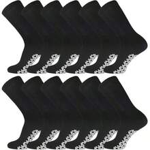 Men's Women Grip Socks Diabetic Loose Top Therapeutic  Non Skid Gripper Soft Cotton Full Cushioned Crew Socks - màu đen - Xem 1