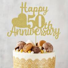 1Pc Glitter Happy 50th Anniversary Cake Toppers -Wedding Anniversary Party Decorations, 50th Wedding Anniversary, Company Anniversary Party, Birthday Party Decorations - Multicolor - View 21
