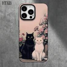 Funda protectora para phone con diseño de flores blancas y negras, con orificios grandes, compatible con phone 16 Pro Max, 16, 15 Pro, 14, 14 Plus/14 Pro Max, 13, 13 Pro, 12 Pro, 11/11 Pro. Ideal para regalar en cumpleaños y otras ocasiones especiales. - Blanco - Ver 6