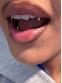 3pcs 1 Set Of Double Fang Teeth, Vampire Fangs Combination, 6 Pieces Pointed Teeth Prop For Halloween Stage, Funny Hip-Hop Cosplay Costume, Unisex