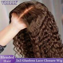 VIOLLY 200% 密度 5x5 无胶蕾丝闭合假发 预切蕾丝黑色长深波浪巴西真人发编织人发混合假发 舒适适合日常佩戴和特殊场合 戴上即走 假发无缝自然外观 适合初学者 - S4 - 查看 13