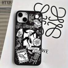 Funda para phone (1 unidad) con diseño estampado negro y orificios grandes. Compatible con phone 16 Pro, 16, 15 Pro, 14, 14 Plus/14 Pro, 13, 13 Pro, 12 Pro y 11/11 Pro. Regalos para cumpleaños y celebraciones. - Blanco - Ver 6