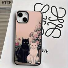 Funda protectora para phone con diseño de flores blancas y negras, con orificios grandes, compatible con phone 16 Pro Max, 16, 15 Pro, 14, 14 Plus/14 Pro Max, 13, 13 Pro, 12 Pro, 11/11 Pro. Ideal para regalar en cumpleaños y otras ocasiones especiales. - Blanco - Ver 4