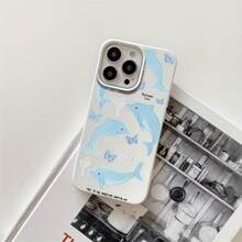 Funda protectora para teléfono con orificio grande y diseño de delfín, compatible con phone 16 Pro, 16, 15 Pro, 14, 14 Plus, 14 Pro, 13, 13 Pro, 12 Pro y series 11/11 Pro. Regalos para cumpleaños y celebraciones. - Blanco - Ver 1