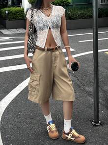 夏季女装休闲时尚优雅度假纯色性感风绿色镂空蕾丝半透明纽扣女式针织开衫上衣 - 白色 - 查看 6