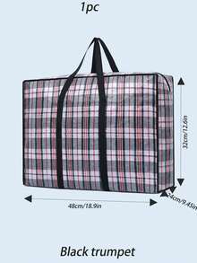 1 件手持式超大容量储物袋，耐用搬家储物袋 - 可重复使用的拉链整理袋，大容量衣物储物袋，牛津布防水网格印花储物袋，用于衣物，学生返校行李整理袋，旅行袋，旅行学院携带宿舍必需品搬家用品袋，用于学校学校配件学校用品衣柜整理和存储衣服整理器卧室 - 彩色 - 查看 16