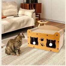 1-Pack 2-In-1 Cat Scratcher & Bed - Durable Corrugated Cardboard, Double-Decker Design For All-Season Use (Cat Accessories) - Multicolor - View 6