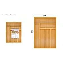 Organizador de cubiertos de bambú con 6 compartimentos, bandeja de madera para cubiertos de cocina, 45 * 32 * 6 cm - 6 cuadrículas - Ver 2