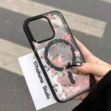 Funda para móvil con carga inalámbrica, estampado floral pequeño, resistente a caídas y golpes. Compatible con phone 16 Pro/16 Pro/16 Plus/16/15/14/13/12/11/XS Max/XS. - Negro - Ver 2