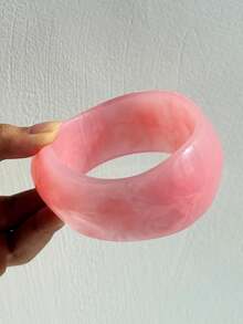 1 件厚不对称几何宽手链，米色、粉色、金色，新款时尚女士珠宝袖口，适合秋冬季堆叠 - 彩色 - 查看 22