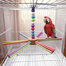 1 万圣节鸟玩具 悬挂鸟旋转架 鸟玩具 鸟秋千玩具 互动耐用 易于DIY安装 适合鹦鹉磨爪子和放松 高度互动的玩具珠子颜色随机 纯手工制作 加强型设计 更稳定的鸟风车玩具 每个转盘的中心环图案不同是正常的 - 彩色 - 查看 3