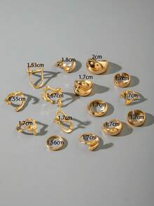 imoli Set de 15 piezas de anillos geométricos abiertos de aleación minimalista y de talla grande , un regalo de joyería de diseño único para mujeres, adecuado para todas las estaciones y ocasiones