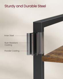 VASAGLE 4-Tier Tall Bookshelf, Large Bookcase With Steel Frame, Deep Book Shelf For Living Room, Home Office, Study, 11.8 X 31.5 X 47 Inches, Industrial Style - Honey Brown + Black - View 4