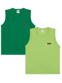 Kit Of 2 Plain Tank Tops For Boys, Summer 100% Cotton, Warmth - Multicolor - View 7